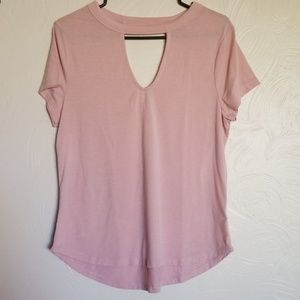 Rose Pink V neck cut out tshirt